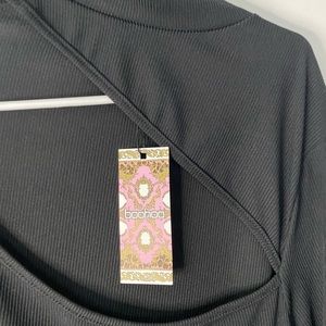 Black shiny ribbed dress